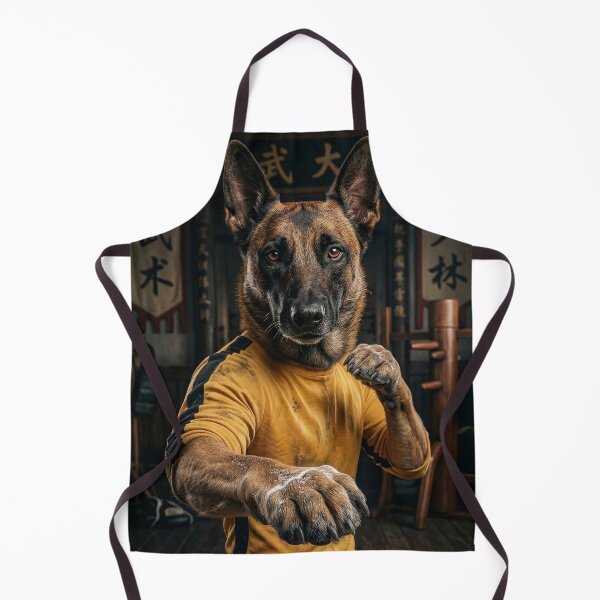 Item preview, Belgian Malinois Kung Fu Master – Martial Arts Dog in Yellow Suit | Ultra Realistic Warrior Dog Art designed and sold by Yassine Ardi.
