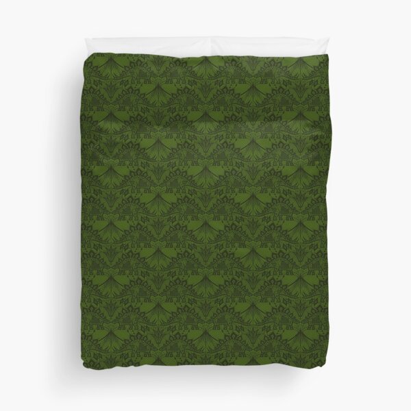 Stegosaurus Lace - Green Duvet Cover