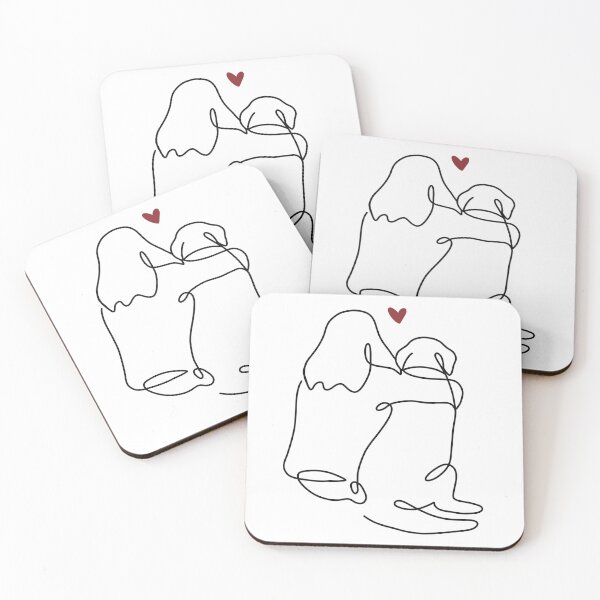 Item preview, Girl Hugging Dog Single Line Drawing – Minimalist Dog Lover Art designed and sold by aziza-doodles.