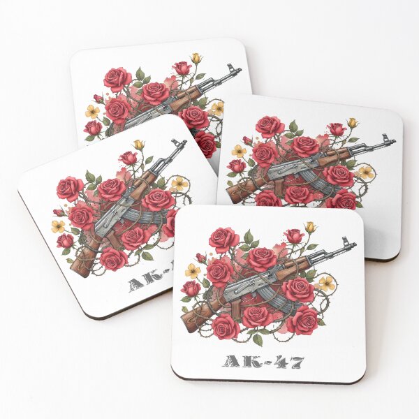 Item preview, AK-47 and Red Roses - Tattoo Style Art designed and sold by Valeriia_Isaieva.