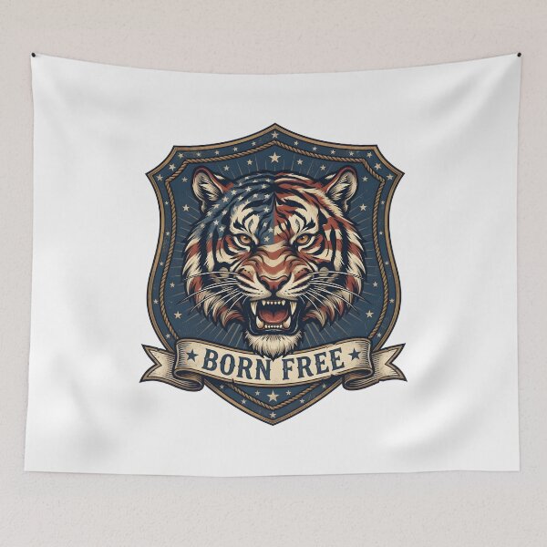 Item preview, Born Free Patriotic Tiger Shirt – American Flag Tiger Design - Fourth of July designed and sold by relso.