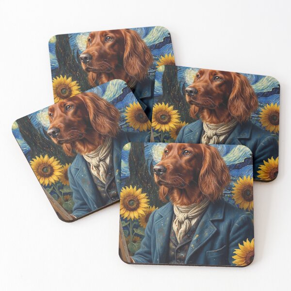 Item preview, Gogh as an Irish Setter – Starry Night Artist Dog Portrait | Artistic Dog Mashup designed and sold by Yassine Ardi.