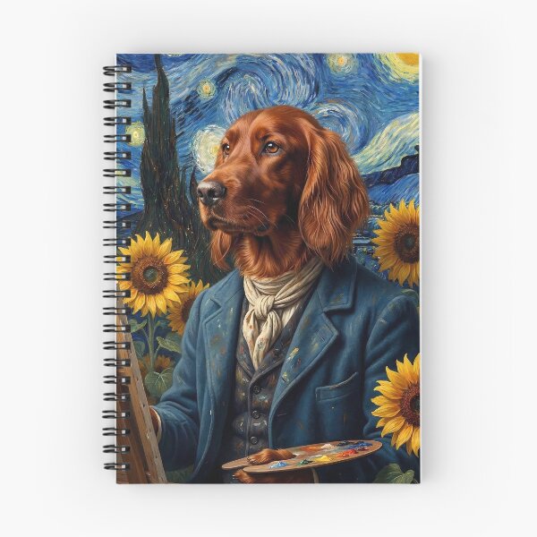 Item preview, Gogh as an Irish Setter – Starry Night Artist Dog Portrait | Artistic Dog Mashup designed and sold by Yassine Ardi.