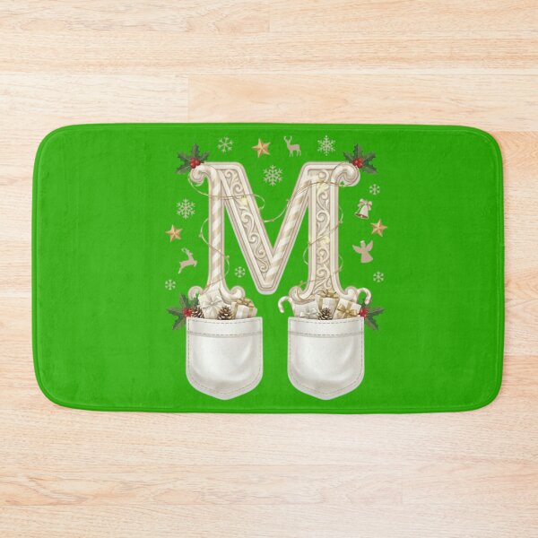 Item preview, Christmas Monogram Letter M - Gold & White Holiday Stocking designed and sold by ChaosModeArt.