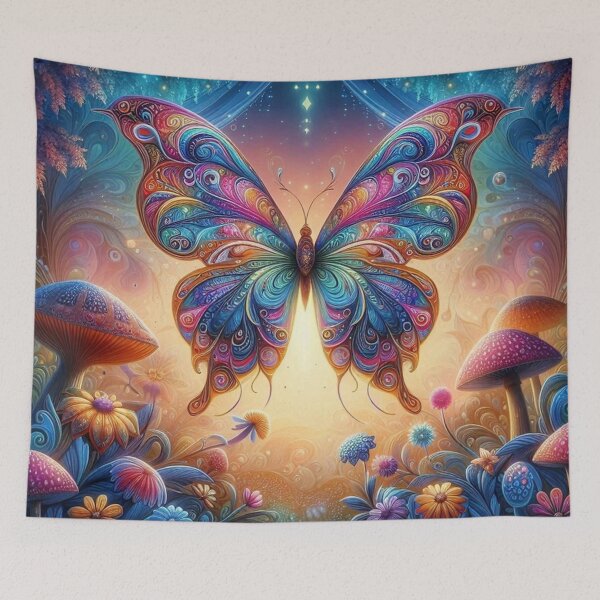 Item preview, Mystical Butterfly Garden – Colorful Fantasy Nature Art designed and sold by Dogandesighn.