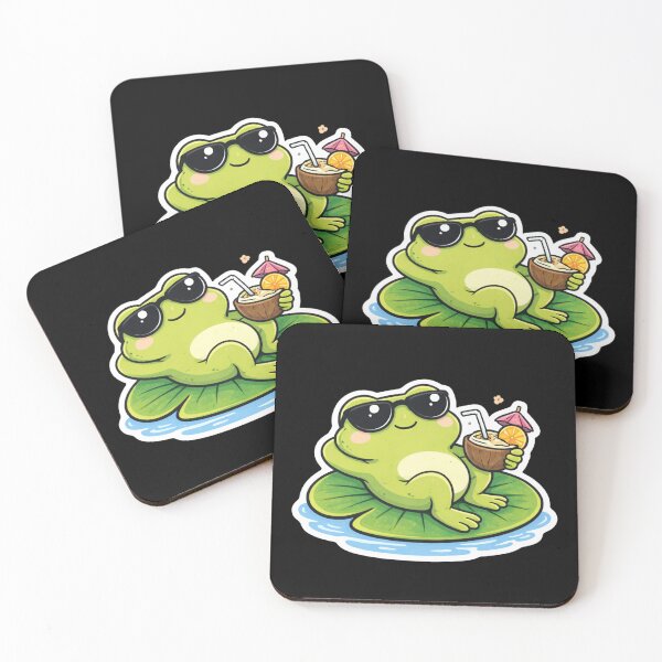 Item preview, Chill Frog Drinking Coconut – Funny Relax Frog Meme – Cute Summer Frog Design designed and sold by VibeOffline Studio.