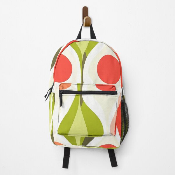 Item preview, Bright Mid Century Bright Abstract - Coral & Green designed and sold by TheBohemianLark.