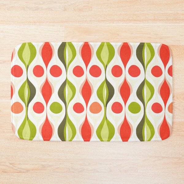 Item preview, Bright Mid Century Bright Abstract - Coral & Green designed and sold by TheBohemianLark.