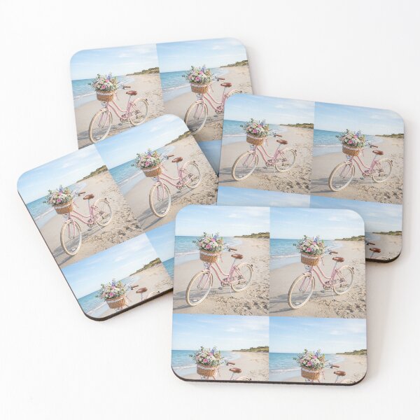 Item preview, Bicycle on the Beach with a basket full of flowers  designed and sold by ShipDrop.