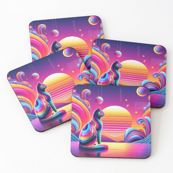 Item preview, Cosmic Cat – Neon Fantasy Landscape designed and sold by Dogandesighn.