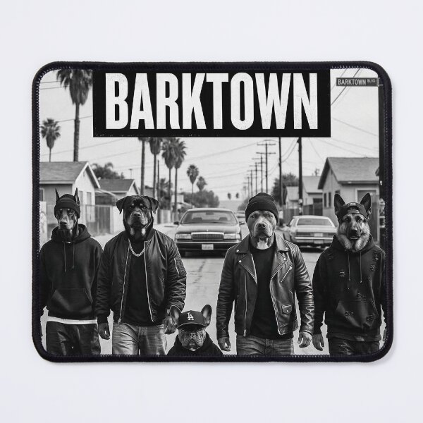 Item preview, Straight Outta Barktown – Hip-Hop Dog Crew Poster designed and sold by Yassine Ardi.