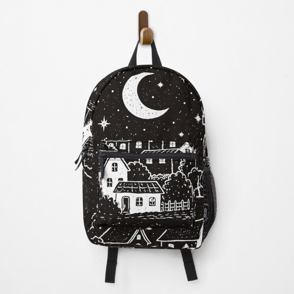 Item preview, Moonlit Village Under Starry Night Sky – Celestial Night Landscape designed and sold by art2print.