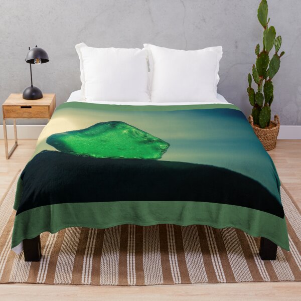 Item preview, Emerald Sea Glass Sunset – Cornwall Beach Macro Photography designed and sold by Richard Brookes Photography.