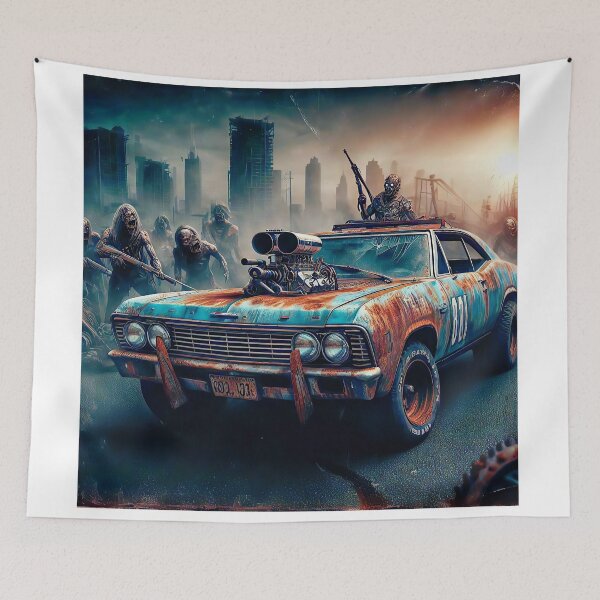 Item preview, 1965 Classic Muscle Car Post Apocalyptic Zombie Scene designed and sold by Moriarty's Digital Visions.