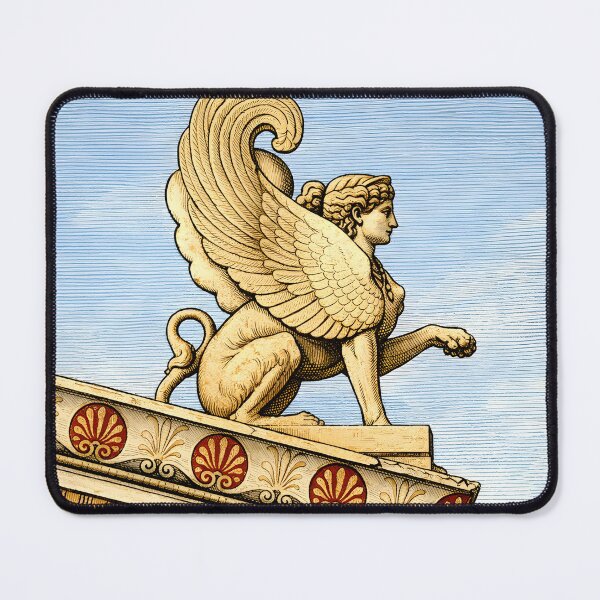 Item preview, Ancient Greek Sphinx Statue Illustration – Classical Mythology Engraving  designed and sold by EmiliaBassano.