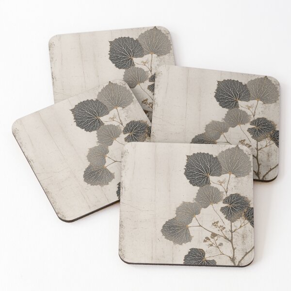 Item preview, Japandi and wabi sabi inspired rustic detailed leaves with gold accent designed and sold by filigreedigital.