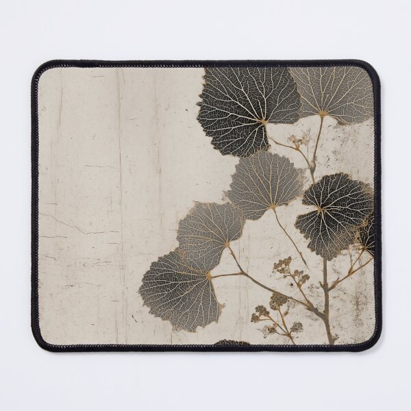 Item preview, Japandi and wabi sabi inspired rustic detailed leaves with gold accent designed and sold by filigreedigital.