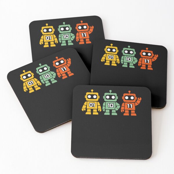 Item preview, 01 10 11 Robot Binary Robot Trio Retro Tech Humor  designed and sold by FreshVibe Prints.
