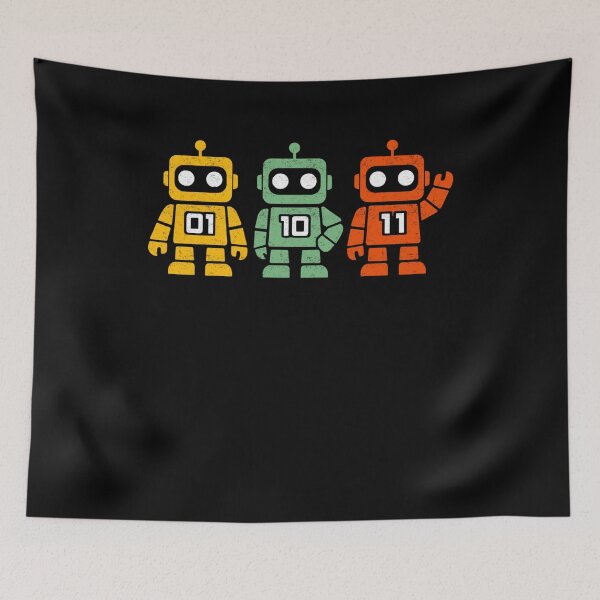 Item preview, 01 10 11 Robot Binary Robot Trio Retro Tech Humor  designed and sold by FreshVibe Prints.