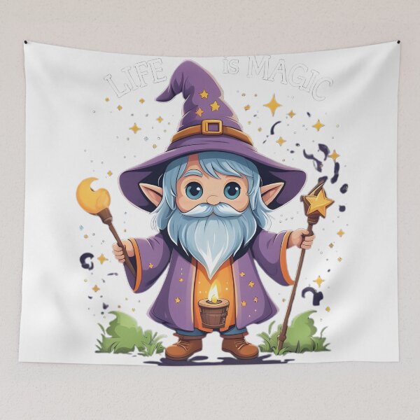 Item preview, Life Is Magic Cute Wizard – Whimsical Fantasy Mage Cartoon designed and sold by Ghost//Halo.