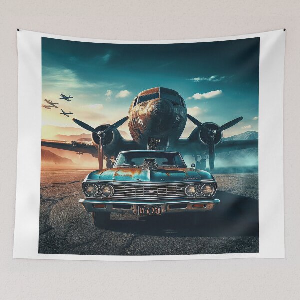 Item preview, Classic 1960s Muscle Car and Vintage Military Plane Artwork designed and sold by Moriarty's Digital Visions.