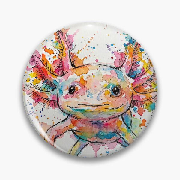 Aperçu de l'œuvre Illustration abstraite d'axolotl à l'encre – Style aquarelle avec éclaboussures de couleur – Illustration fantaisiste d'un amphibien créée et vendue par Printpix.