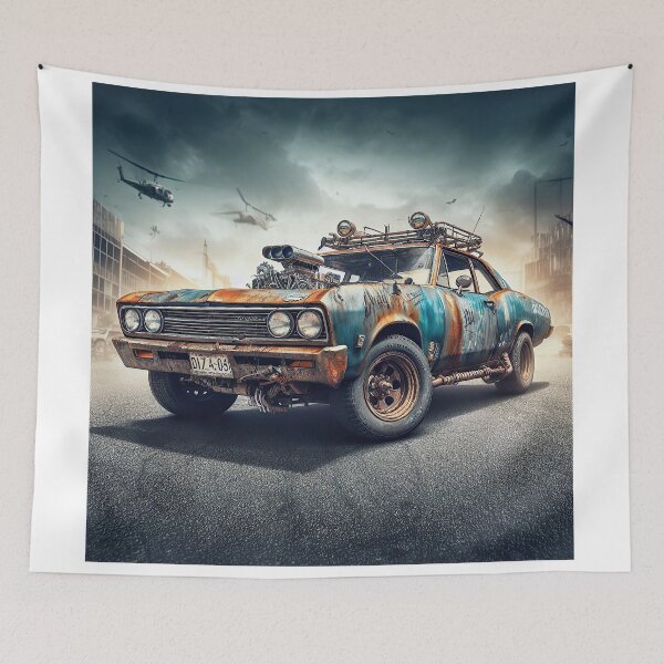 Item preview, Apocalyptic Classic Muscle Car with Helicopters designed and sold by Moriarty's Digital Visions.