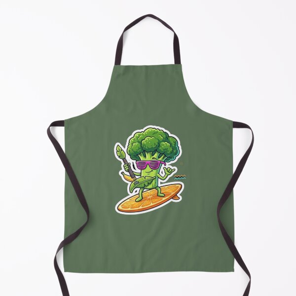 Item preview, Funny Surfer Broccoli Sticker - Radical Veggie on Orange Surfboard designed and sold by zakman02.