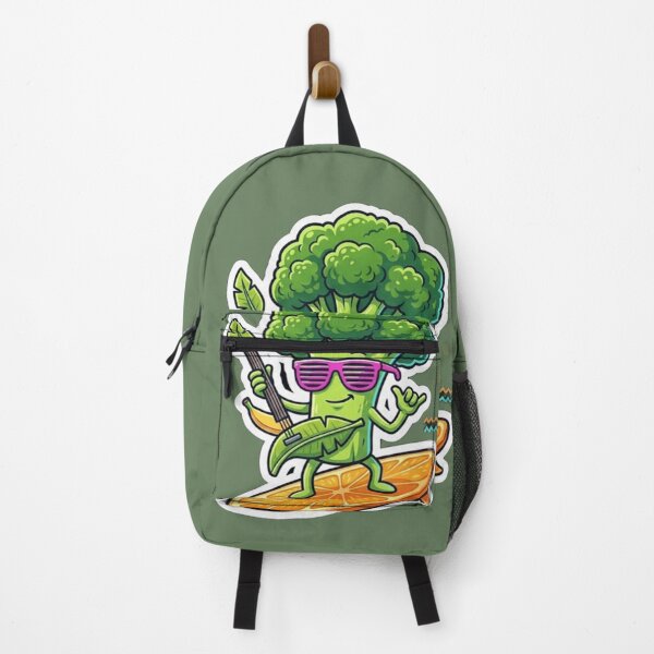 Item preview, Funny Surfer Broccoli Sticker - Radical Veggie on Orange Surfboard designed and sold by zakman02.