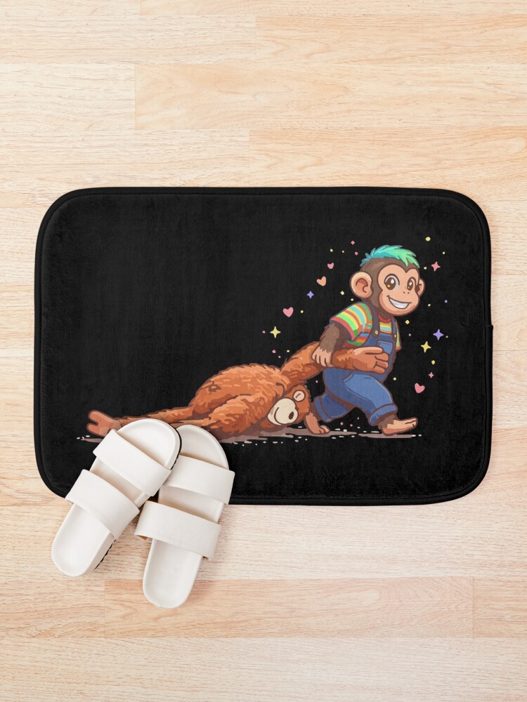 Thumbnail 1 of 6, Bath Mat, punch monkey designed and sold by GoWolf.