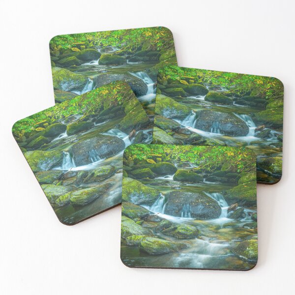 Item preview, Moss Covered Forest Stream with Flowing Water | Peaceful Woodland Nature Photography designed and sold by TheHikersEye.