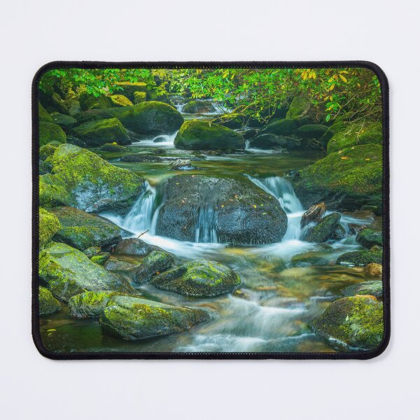 Item preview, Moss Covered Forest Stream with Flowing Water | Peaceful Woodland Nature Photography designed and sold by TheHikersEye.