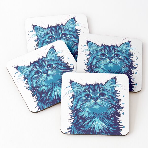 Item preview, Blue Hue Kitty PopArt designed and sold by Retro-Bloom.