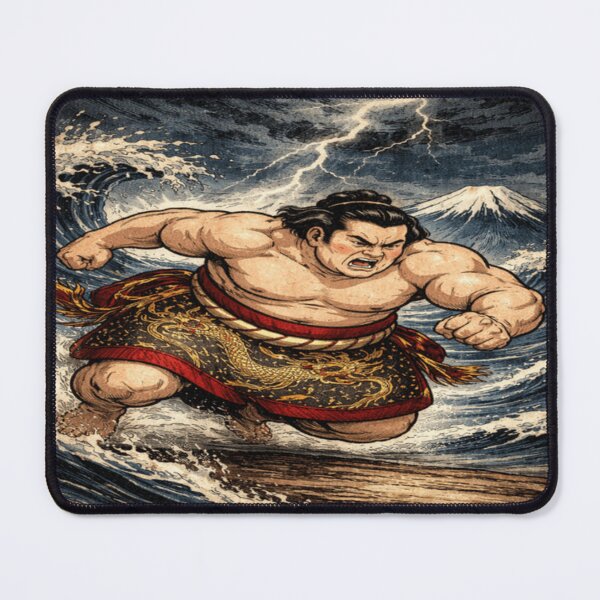 Item preview, Sumo Dragon Storm – Lightning Wave & Mt. Fuji Ukiyo-e Power Art designed and sold by ArtFreshStudio.