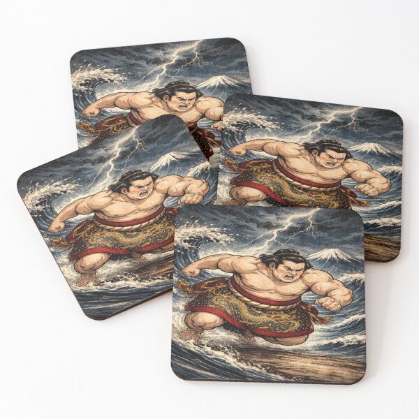Item preview, Sumo Dragon Storm – Lightning Wave & Mt. Fuji Ukiyo-e Power Art designed and sold by ArtFreshStudio.