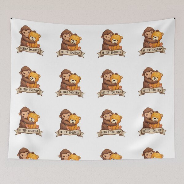 Item preview, Punch Monkey & Orange Plush "Better Together" - Cute Baby Macaque Sticker designed and sold by The Grumpy Pet Club.