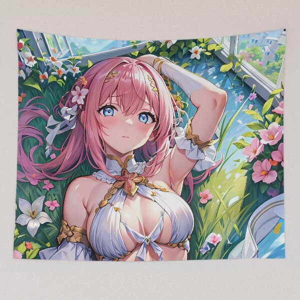Item preview, Yui Princess Connect Anime Girl Fantasy Blooming Garden Scene designed and sold by mildaclairmo.