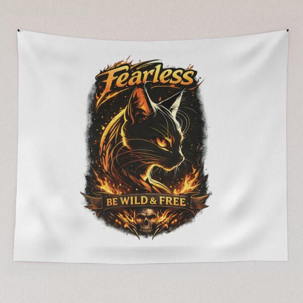 Item preview, Fearless Cat – Be Wild  Free | Fiery Cat Graphic designed and sold by CatLovers Studio.
