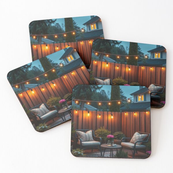 Item preview, Cozy Outdoor Patio with String Lights designed and sold by Jade Ado.