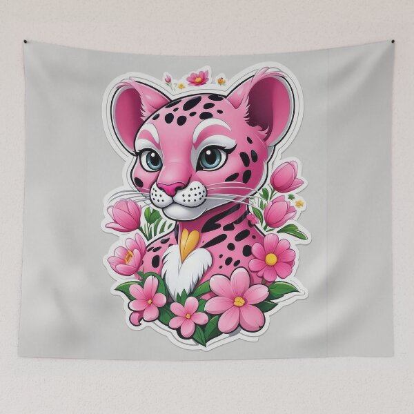 Item preview, Cute Pink Leopard with Flowers Kawaii Jungle Animal designed and sold by Moriarty's Digital Visions.