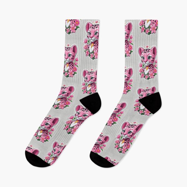 Item preview, Cute Pink Leopard with Flowers Kawaii Jungle Animal designed and sold by Moriarty's Digital Visions.
