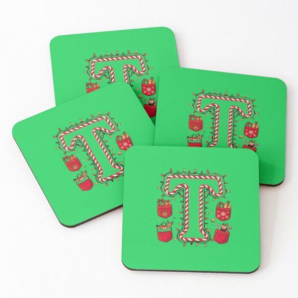 Item preview, Christmas Letter T – Candy Cane Style with Holiday Lights designed and sold by ChaosModeArt.