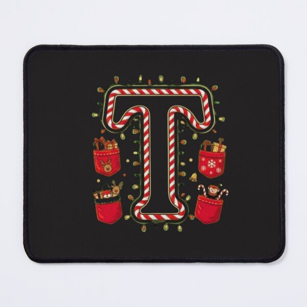 Item preview, Christmas Letter T – Candy Cane Style with Holiday Lights designed and sold by ChaosModeArt.