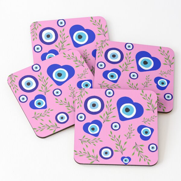 Item preview, Greek eye nazar for protection on pink mural designed and sold by Karitza Daniela.