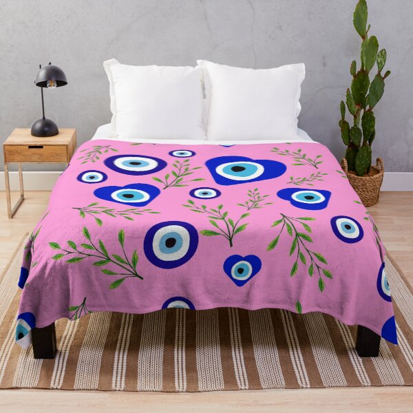 Item preview, Greek eye nazar for protection on pink mural designed and sold by Karitza Daniela.