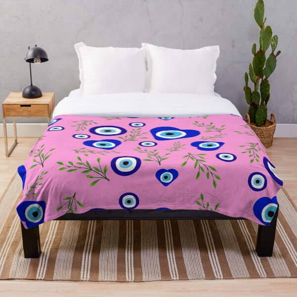 Item preview, Greek eye nazar for protection on pink mural designed and sold by Karitza Daniela.