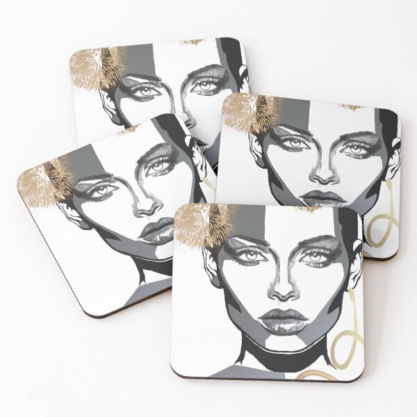 Item preview, Miss Lady Black and White Gold Portrait designed and sold by Karlena Lewin Studio.