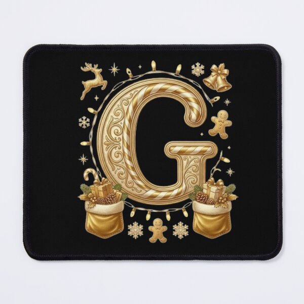 Item preview, Luxury Gold Christmas Letter G – Reindeer & Holiday Lights Monogram designed and sold by ChaosModeArt.