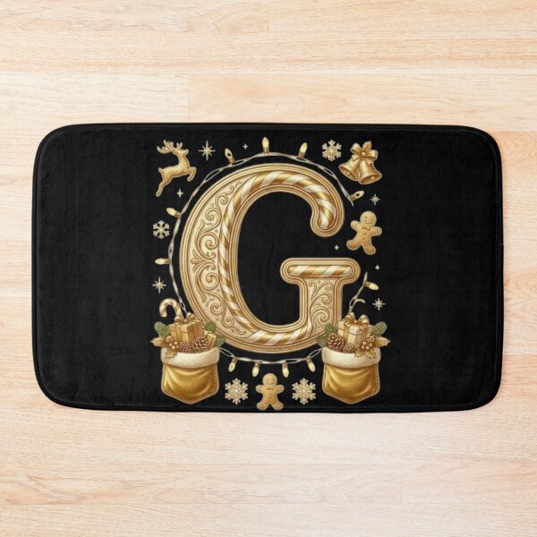 Item preview, Luxury Gold Christmas Letter G – Reindeer & Holiday Lights Monogram designed and sold by ChaosModeArt.