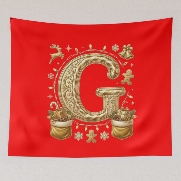 Item preview, Luxury Gold Christmas Letter G – Reindeer & Holiday Lights Monogram designed and sold by ChaosModeArt.